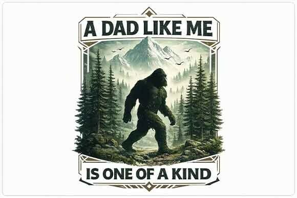 Bigfoot Dad Vintage Graphic PNG: Rugged Wilderness Charm
