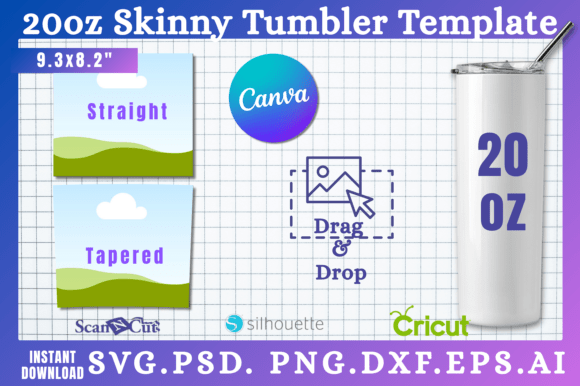 Full 20oz Tumbler Wrap Templates SVG for Creators