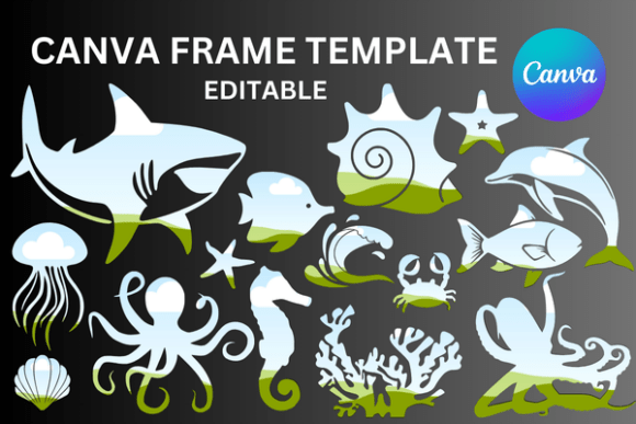 Ocean Animals Canva Frame Templates: Dive Into Creativity