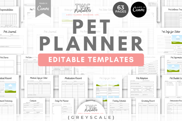 Pet Planner Canva Templates | GREYSCALE