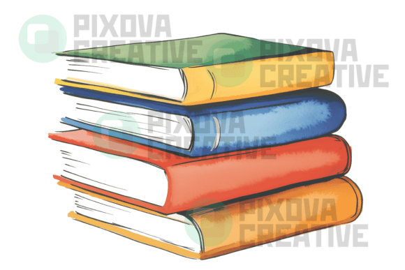 Unleash Your Creativity with a Stack of Books Graphic PNG