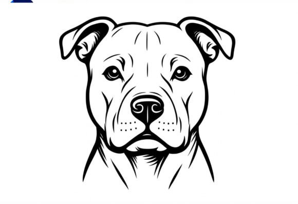 Unleashing the Pitbull Dog Face Line Art Vector Graphic