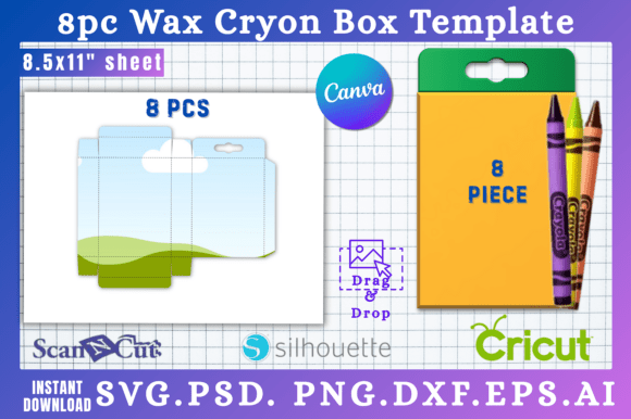 Unlocking Creative Potential: 8pc Wax Cryon Box SVG & Canva Templates