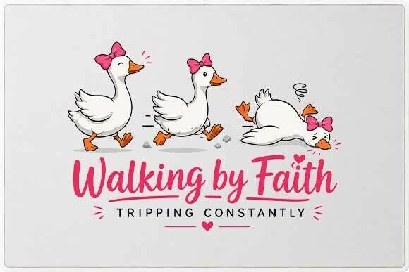 Walking by Faith Goose Graphic PNG: Faith, Humor, and Versatile Design